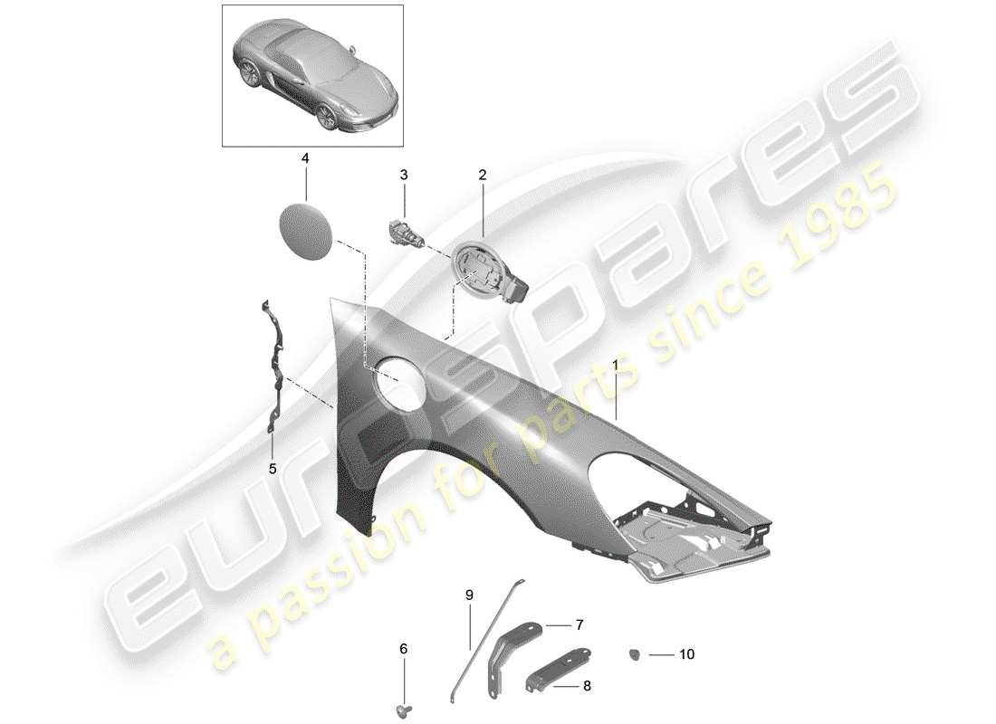 porsche 2016 (981 boxster) fender part diagram