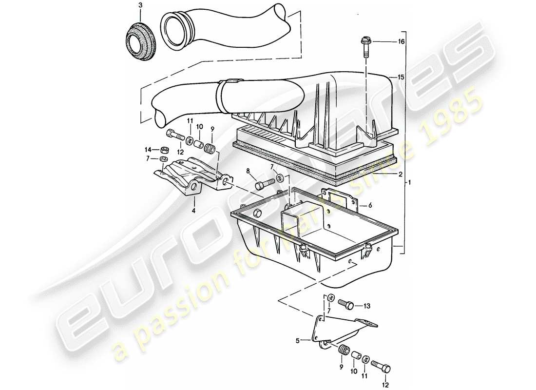 porsche 944 (1982) air cleaner system parts diagram