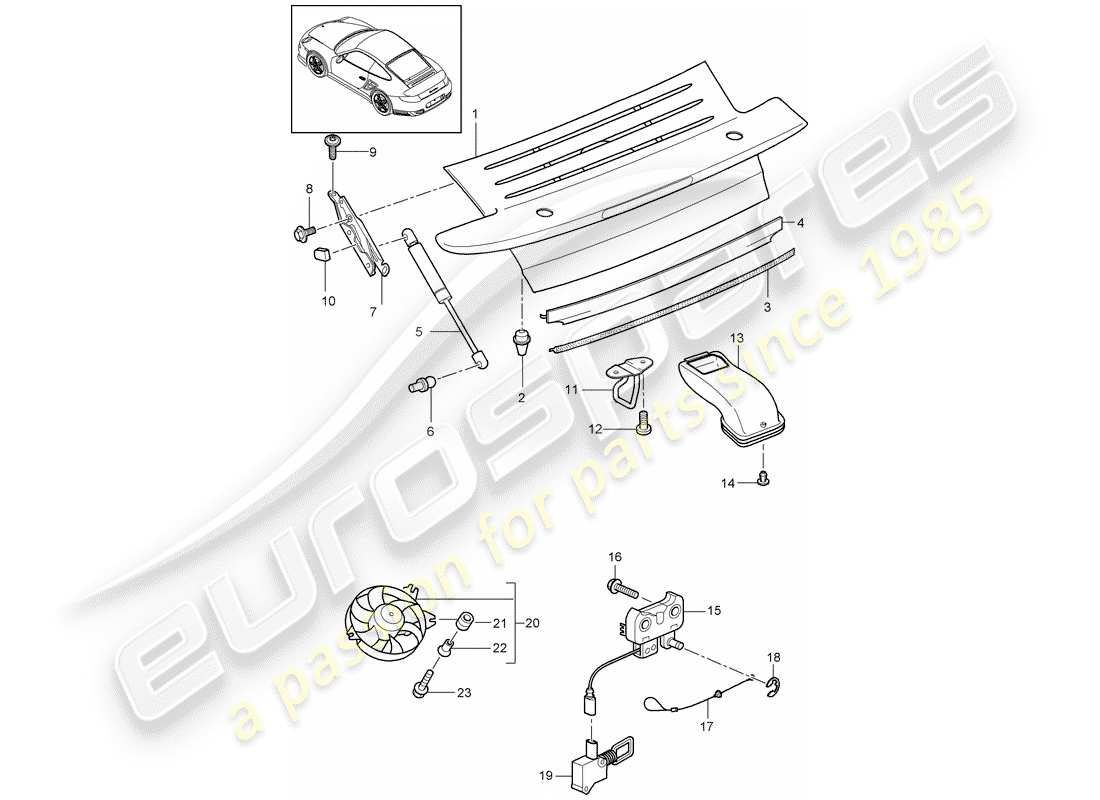 porsche 2011 (997-2 turbo / gt2 rs) cover part diagram