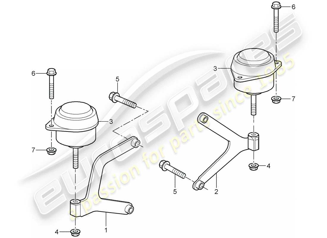 porsche 2000 (986 boxster) manual gearbox - gearbox mounting - d - mj 2000>> part diagram