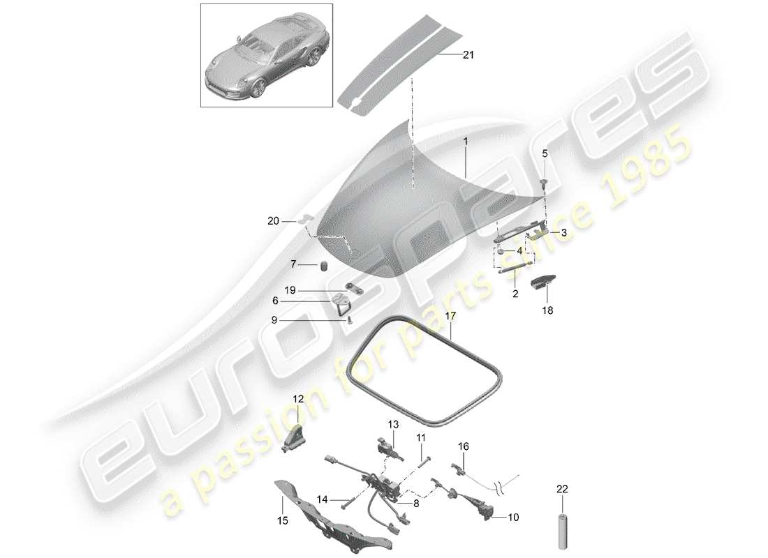 porsche 991 turbo (2015) cover part diagram