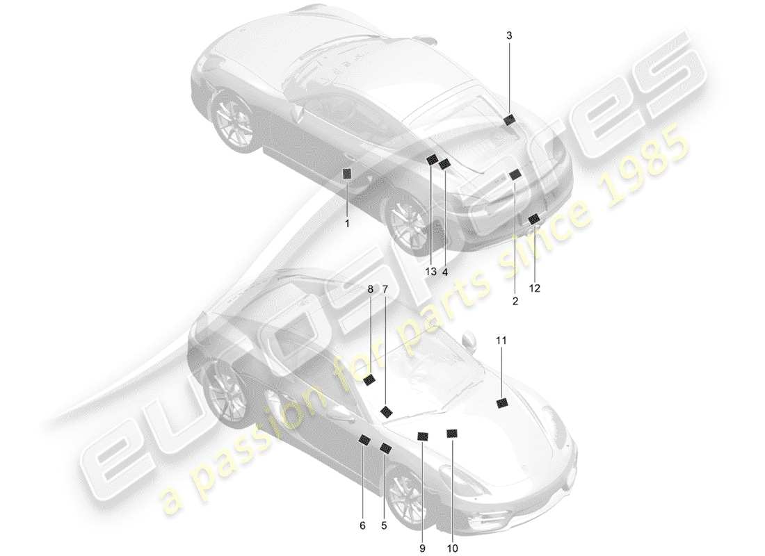 porsche 2016 (981 cayman) signs/notices part diagram