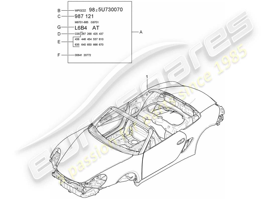 porsche 2007 (987 boxster) car body part diagram