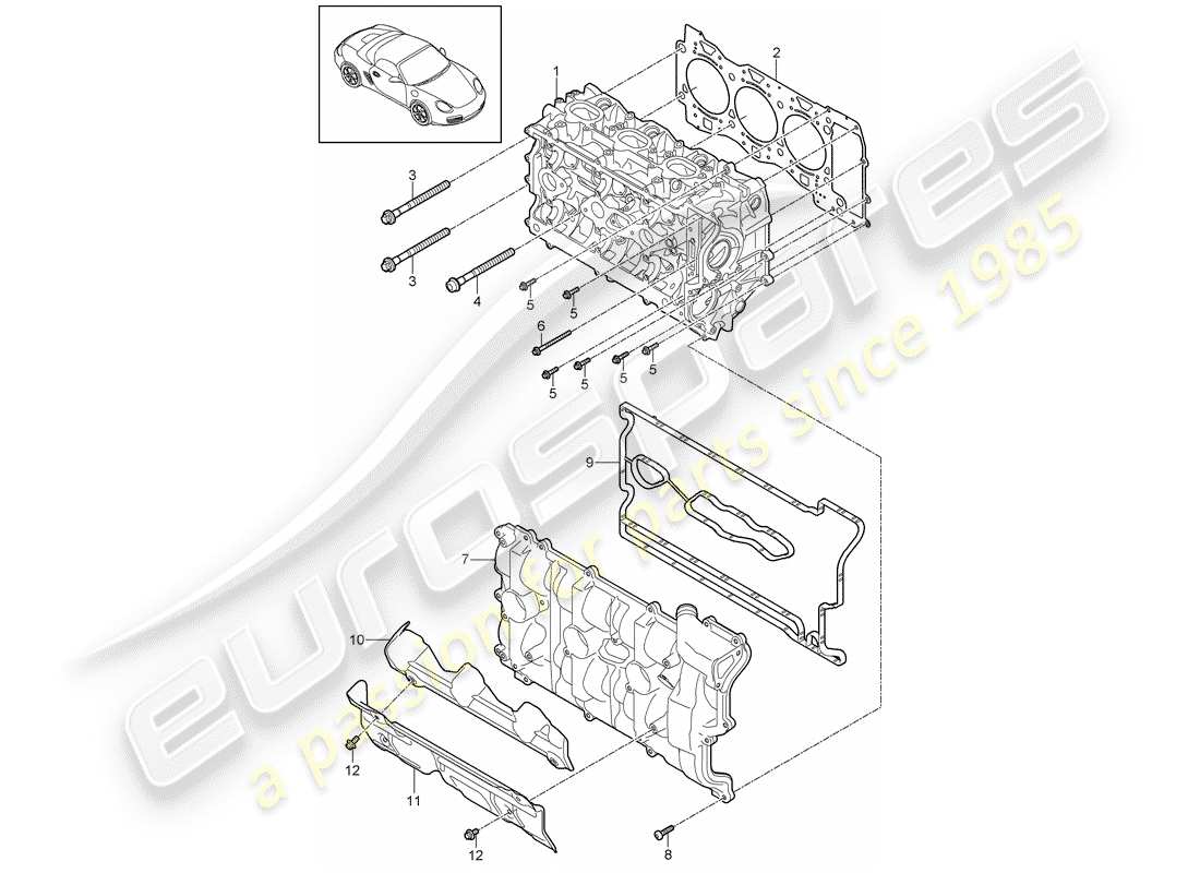 porsche 2012 (987 boxster) cylinder head part diagram