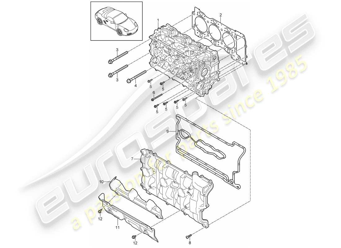 porsche boxster 987 (2012) cylinder head part diagram