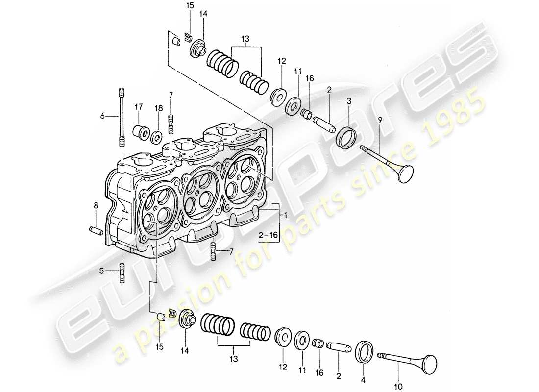 porsche 1987 (959) cylinder head parts diagram