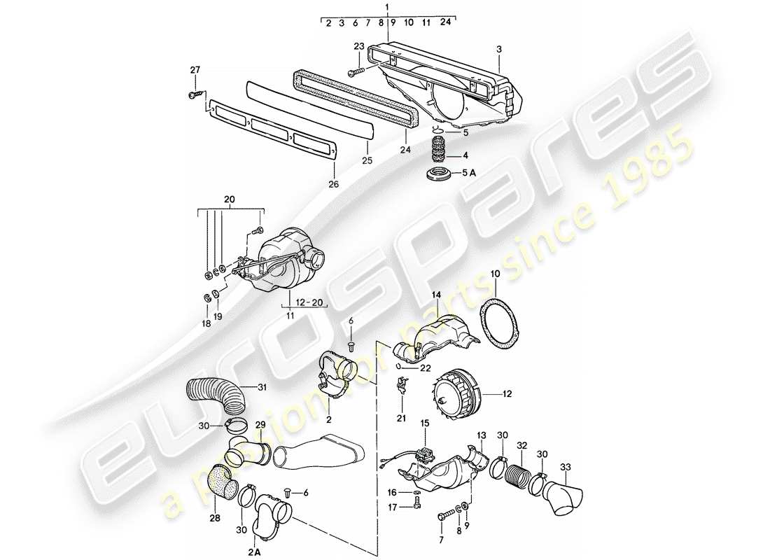 porsche 1984 (911) ventilation - heating system 1 part diagram