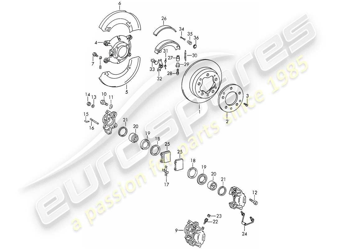 porsche 1968 (911/912) disc brakes - d >> - mj 1968 part diagram