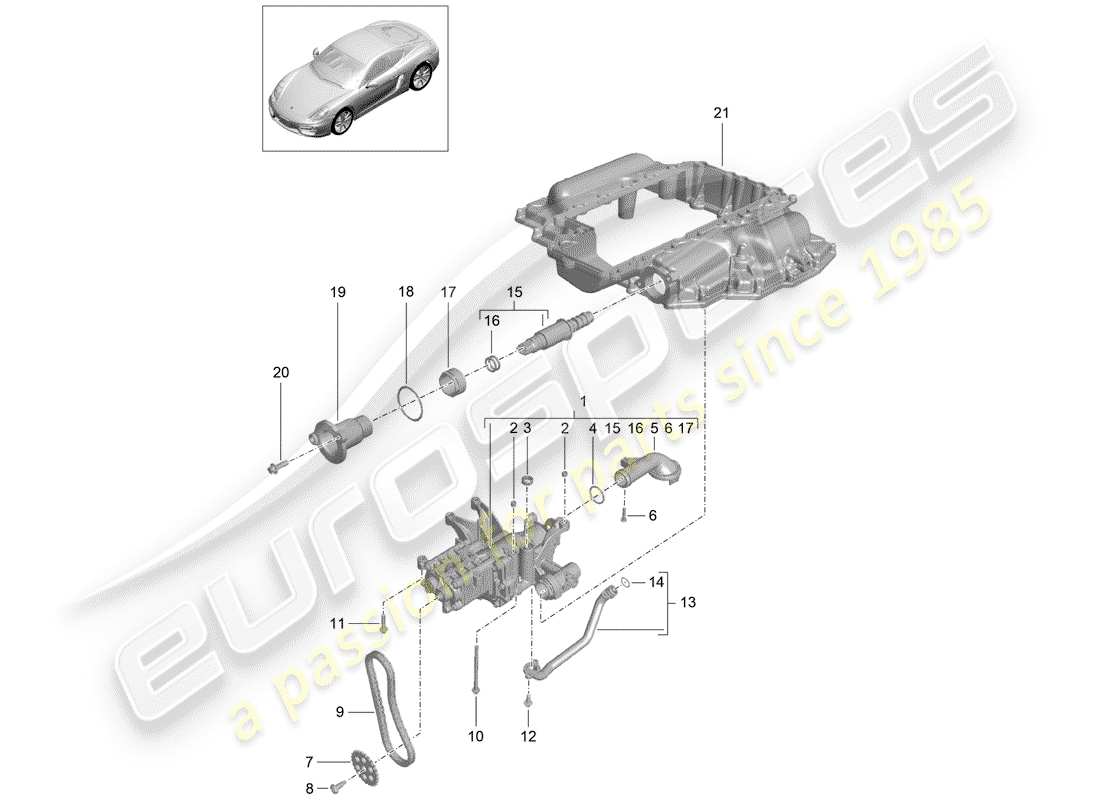 porsche 2016 (981 cayman) oil pump part diagram