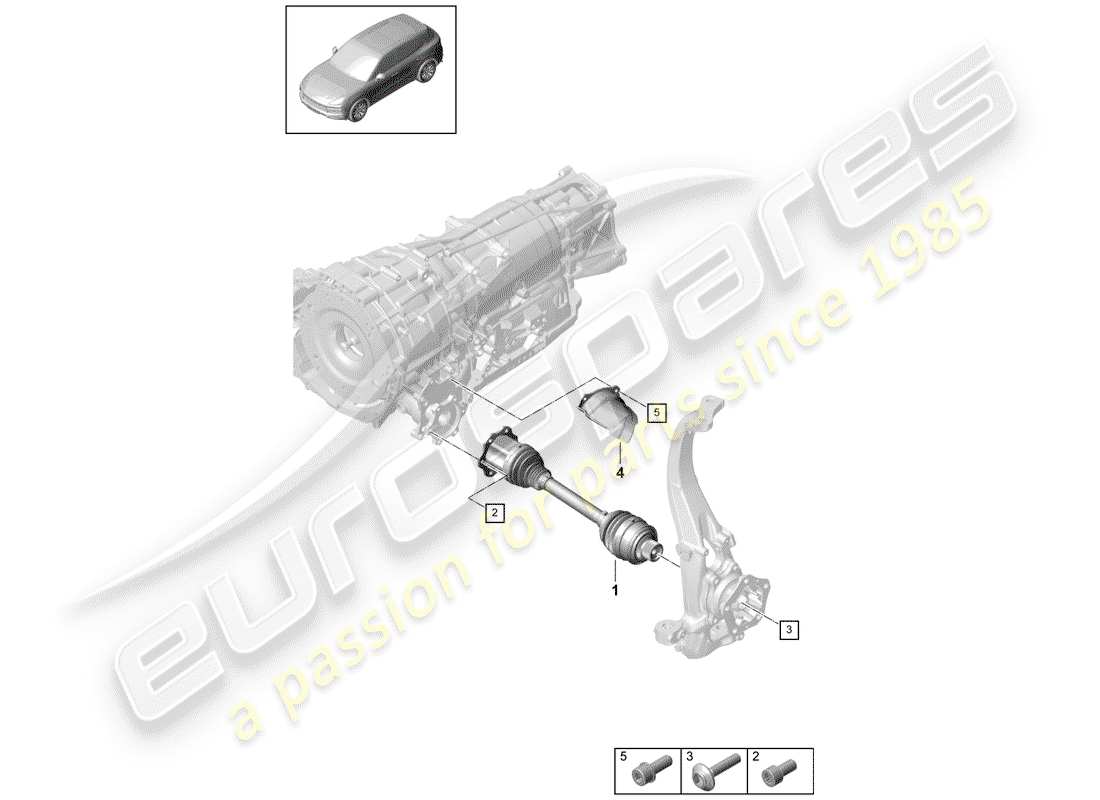 porsche 2020 (cayenne e3 9ya/9yb) drive shaft part diagram