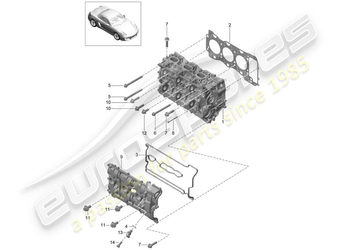 porsche 2014 (981 boxster) cylinder head part diagram