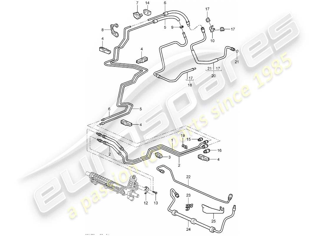 porsche 2008 (997-1) power steering part diagram