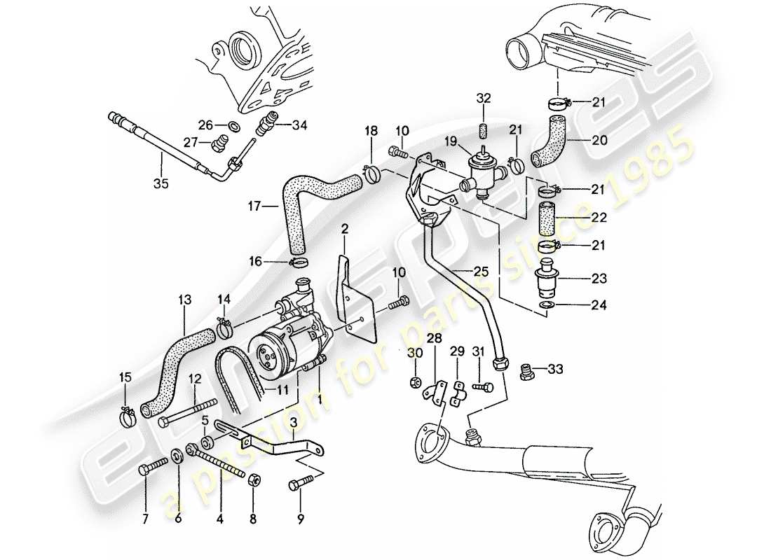 porsche 1991 (928) air injection - for vehicles with - catalyst part diagram