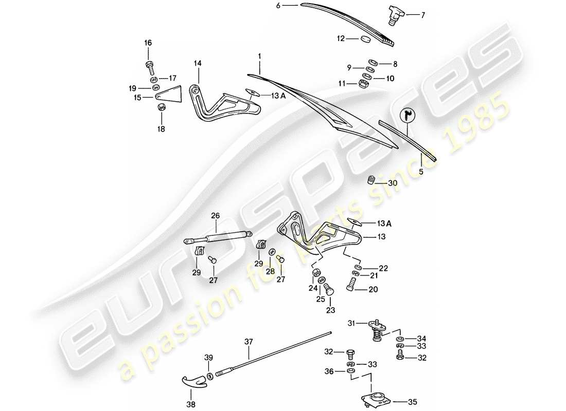 porsche 1988 (911) cover part diagram