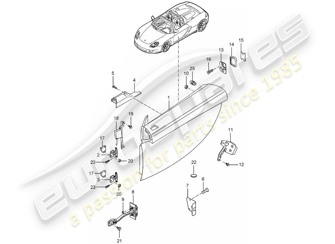 porsche 2004 (carrera gt) door - and - installation parts part diagram