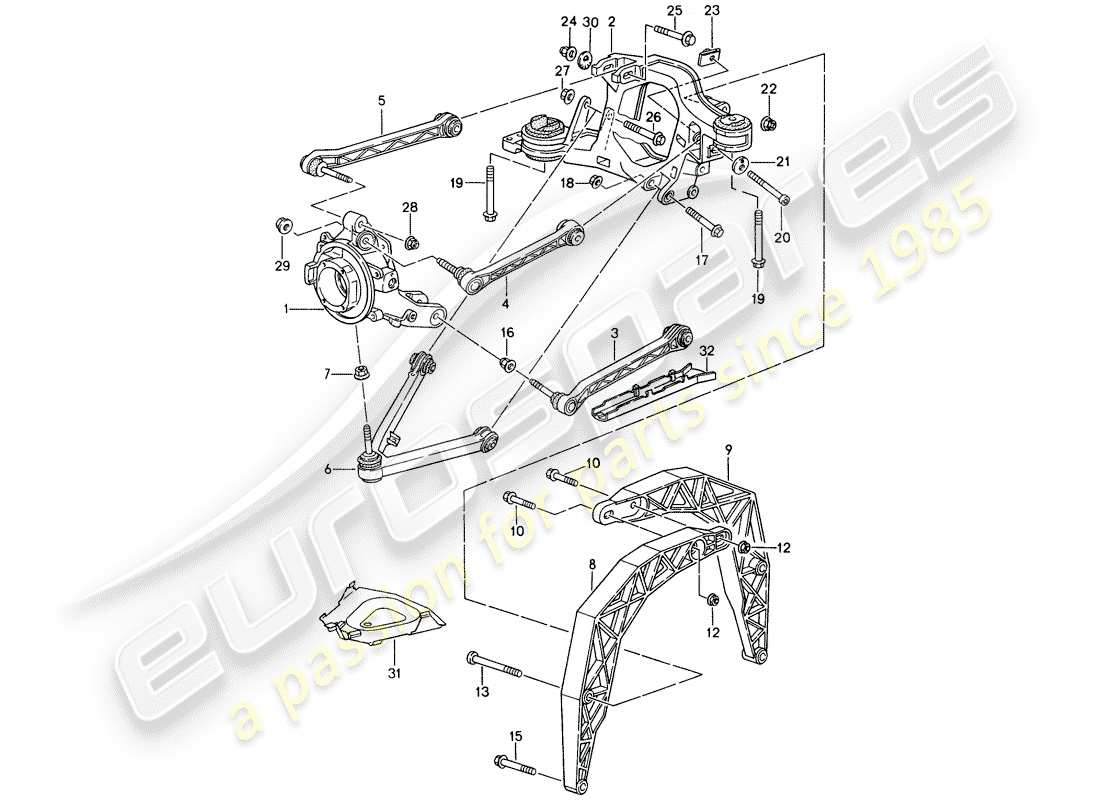 porsche 1997 (993) rear axle part diagram