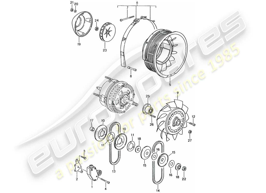 porsche 1997 (993) air cooling part diagram