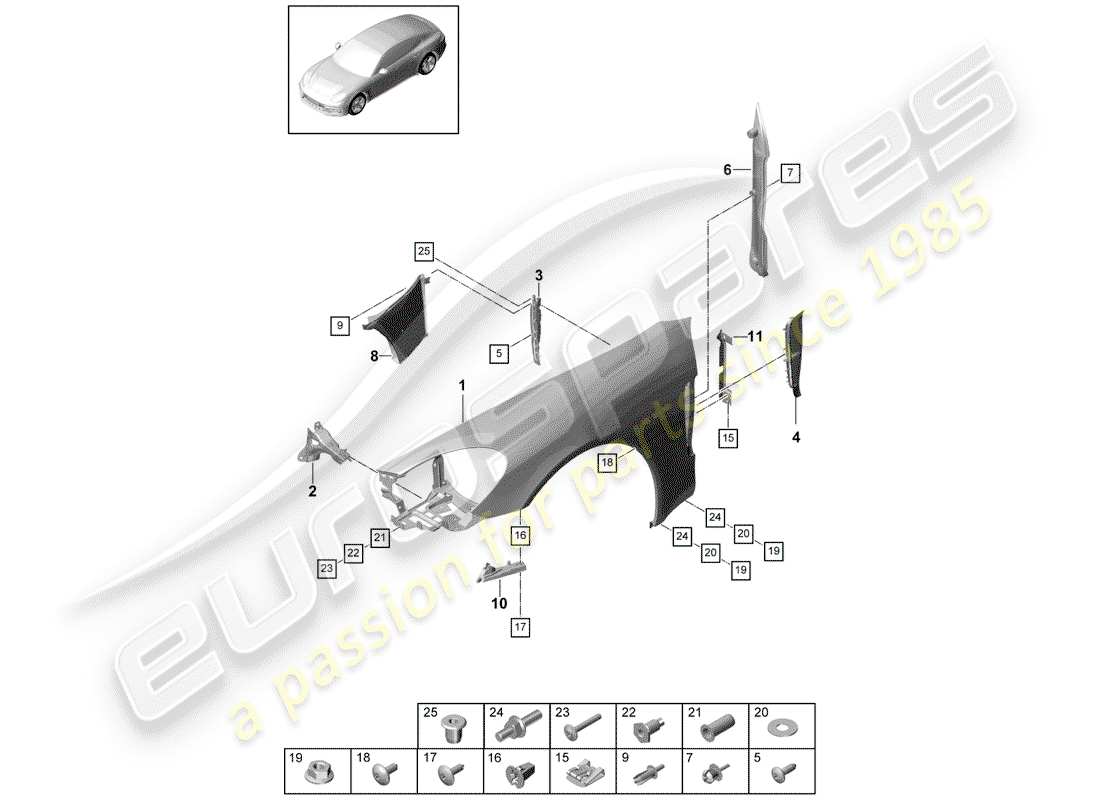 porsche 2020 (panamera 971-1) fender part diagram