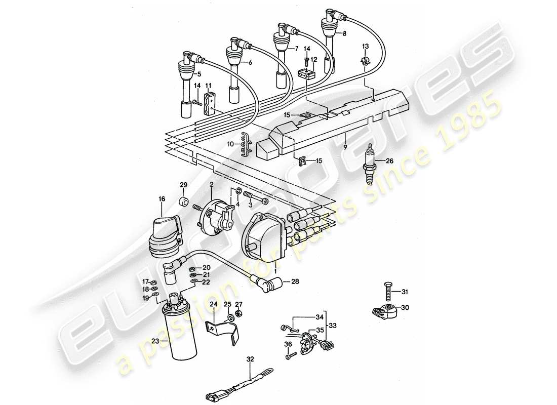 porsche 1994 (968) engine electrics 1 part diagram