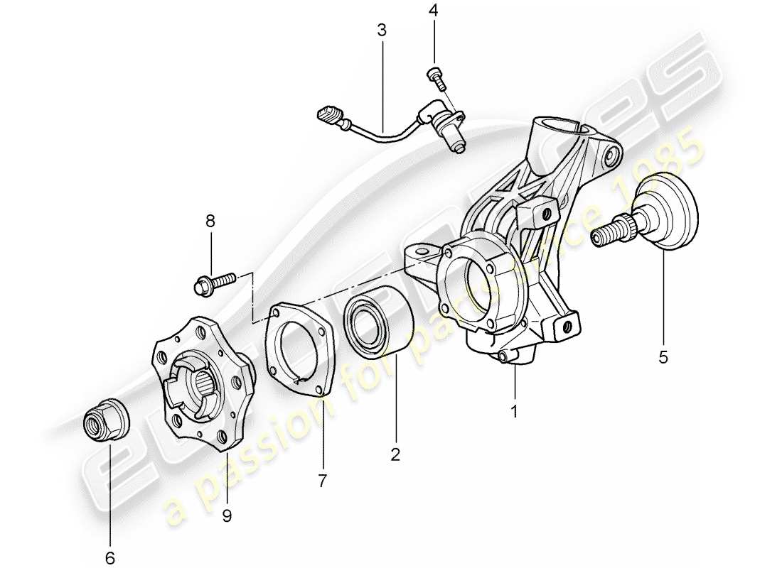 porsche 2008 (997-1 turbo / gt2) wheel carrier part diagram