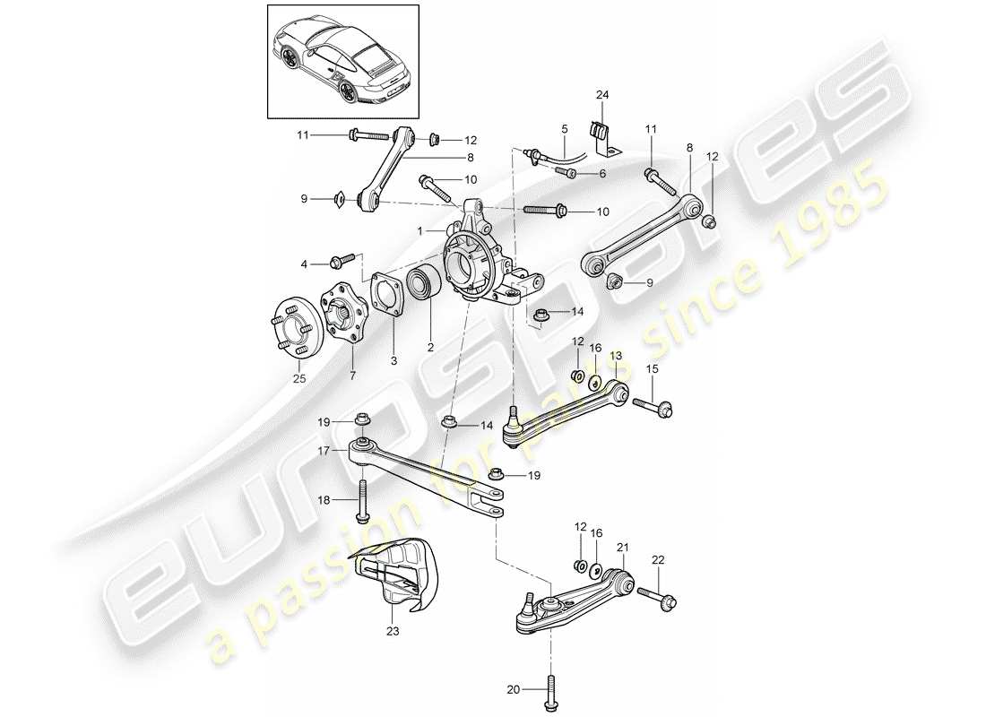 porsche 2008 (997-1 turbo / gt2) rear axle part diagram