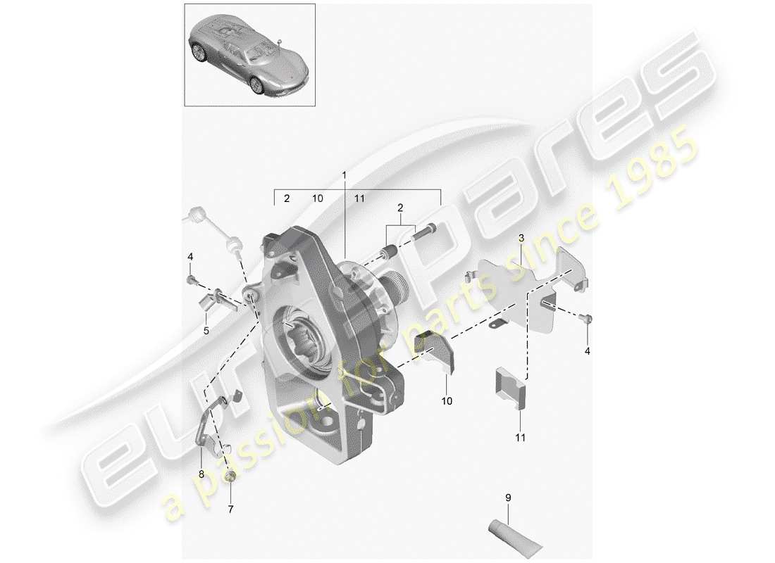 porsche 918 spyder (2015) wheel carrier part diagram