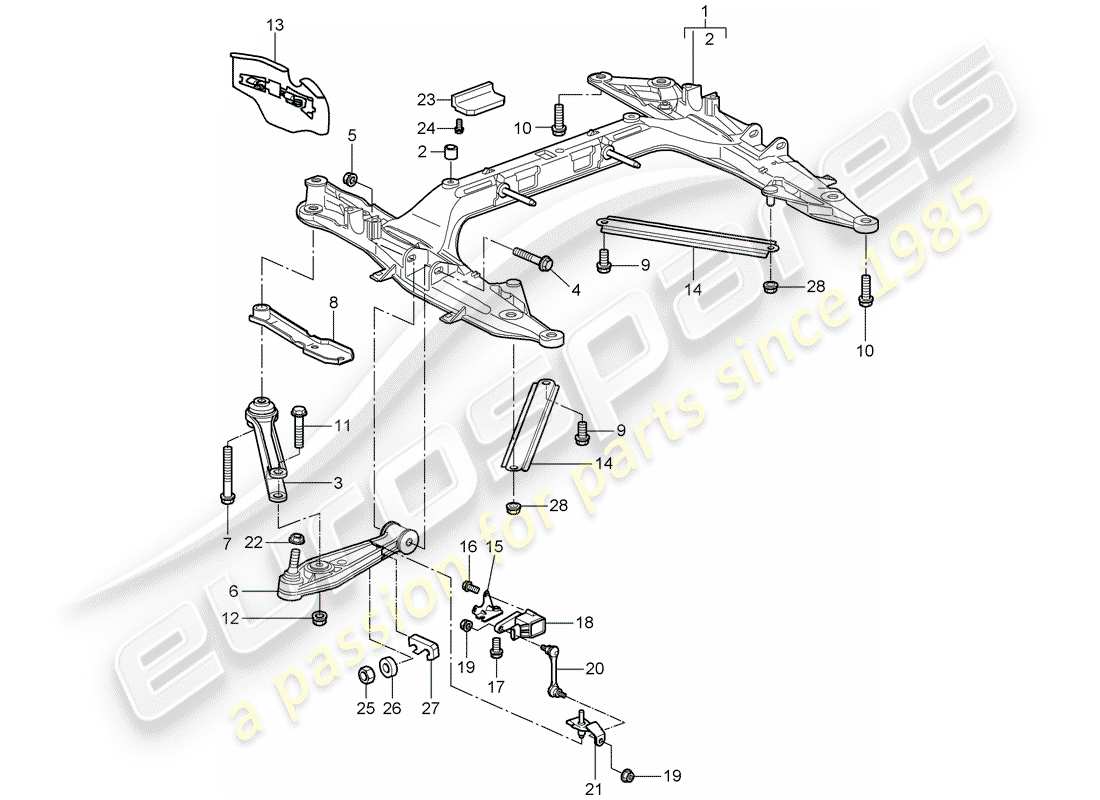 porsche 2009 997-2 turbo / gt2 cross member part diagram