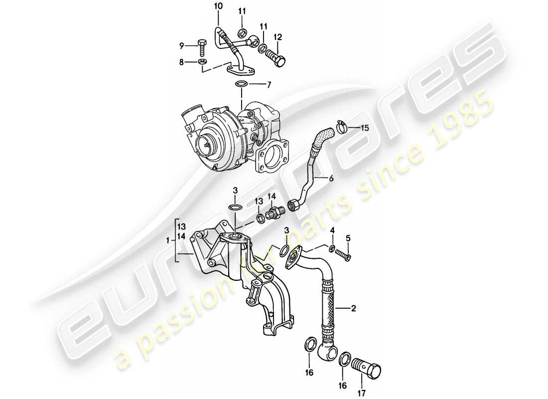 porsche 1988 (944) engine lubrication - - exhaust gas turbocharger parts diagram