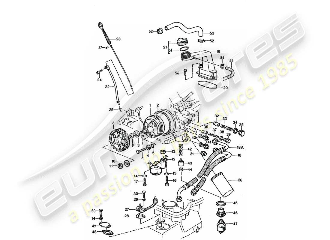 porsche 1994 (928) engine lubrication part diagram