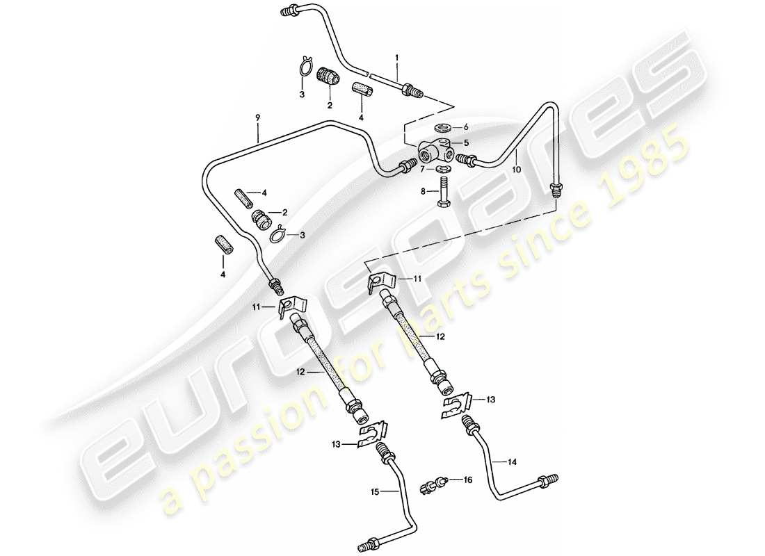 porsche 1983 (911) brake lines part diagram
