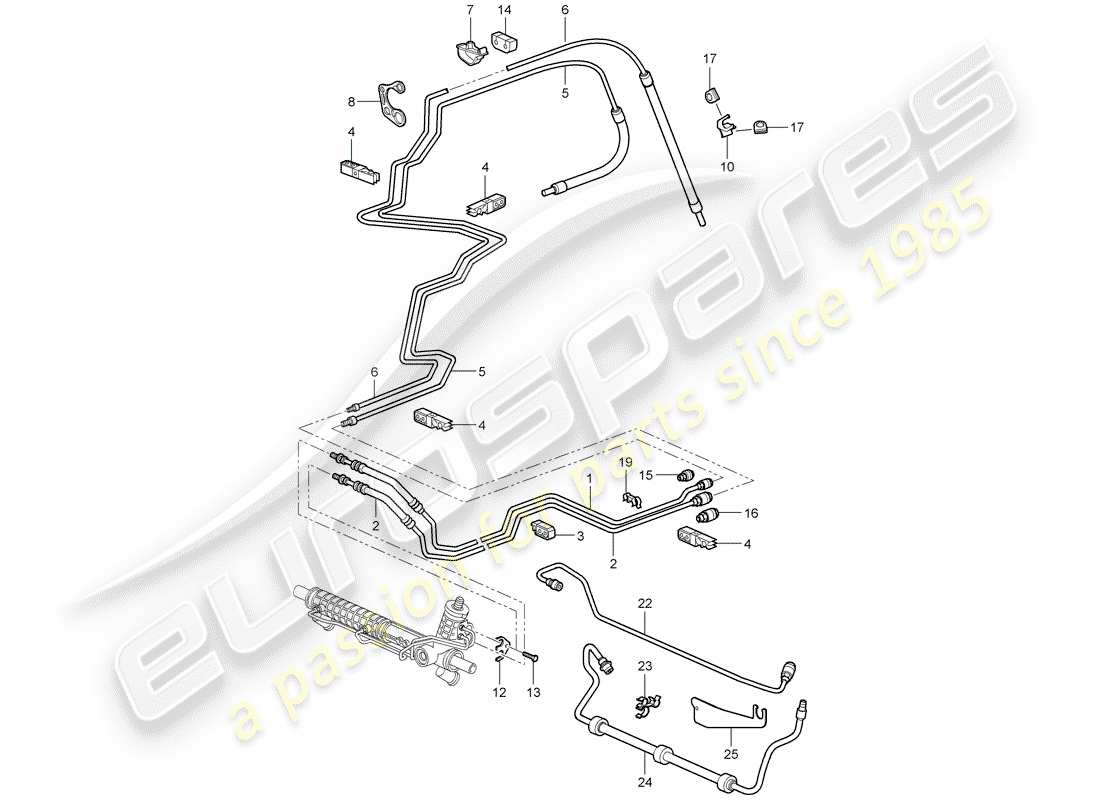 porsche 2008 (997-1 turbo / gt2) power steering part diagram