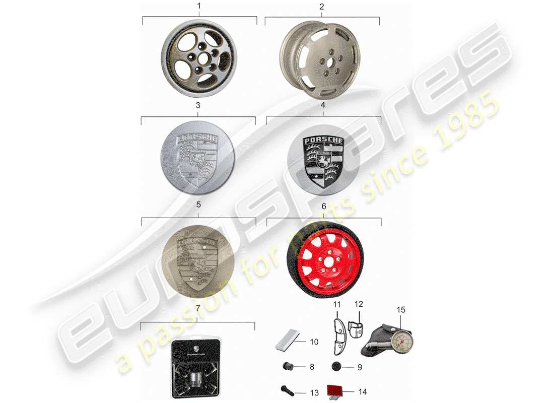 porsche 1981 (928) alloy wheel part diagram