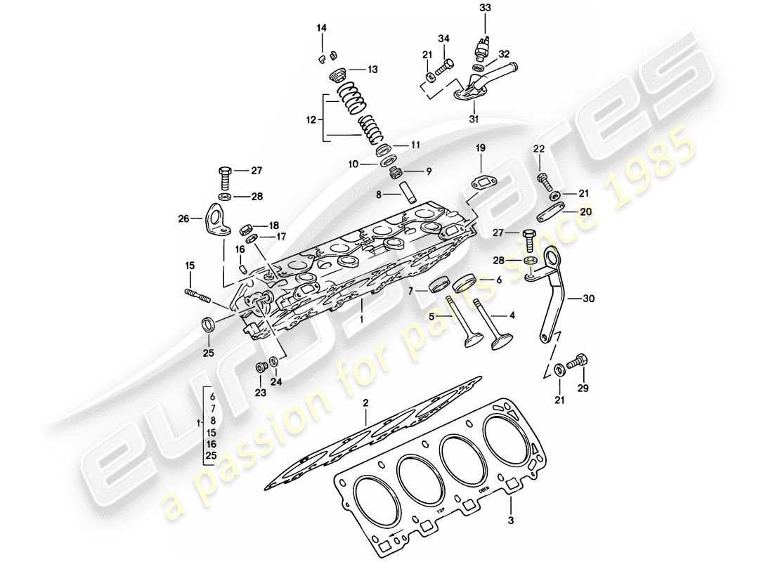 porsche 1984 (928) supplier - aufgea - cylinder head - 2 - valve - repair set for maintenance - see illustration: part diagram
