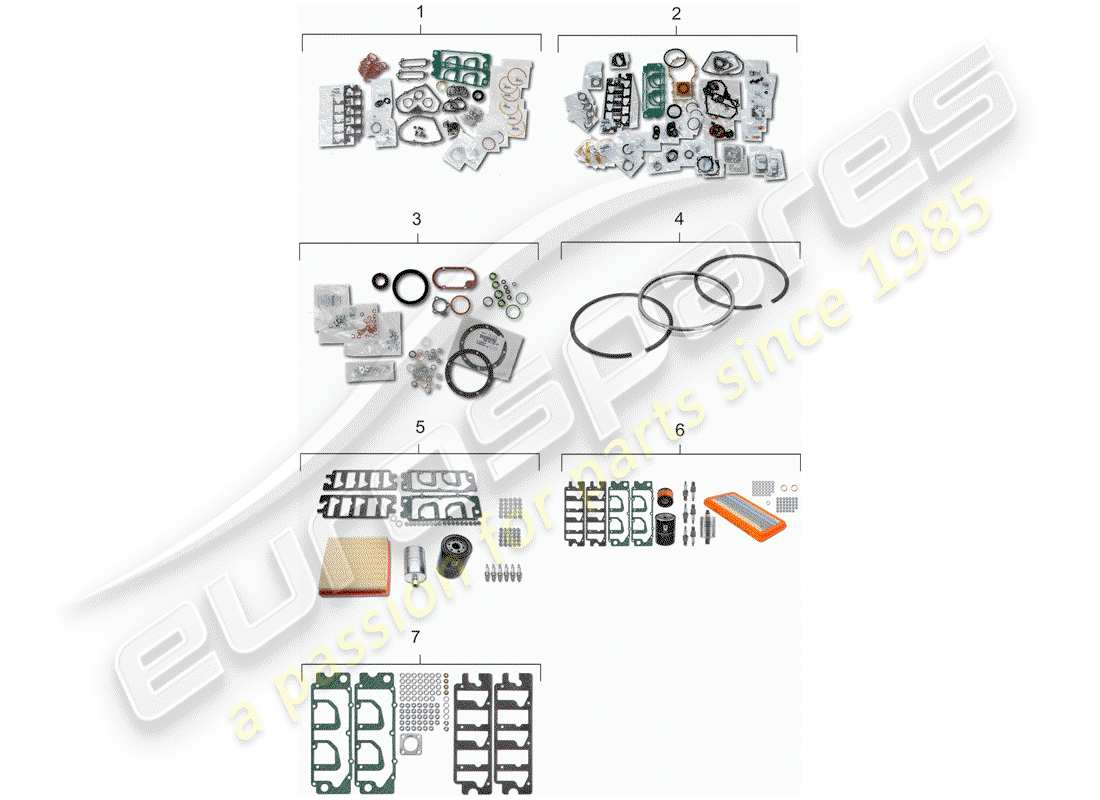 porsche 911 (1984) gasket set - repair kit - maintenance set parts diagram