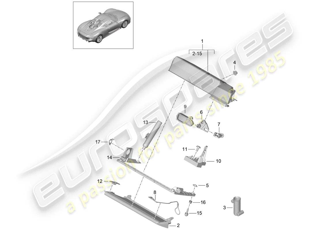 porsche 2015 (918 spyder) glove box part diagram
