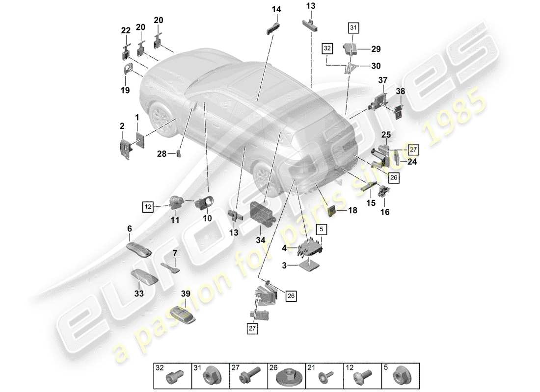 porsche 2020 (cayenne e3 9ya/9yb) control units part diagram