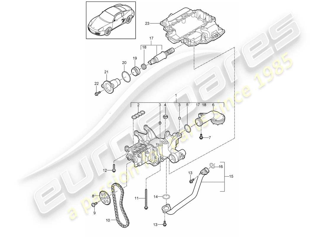 porsche 2011 (987 cayman) oil pump part diagram