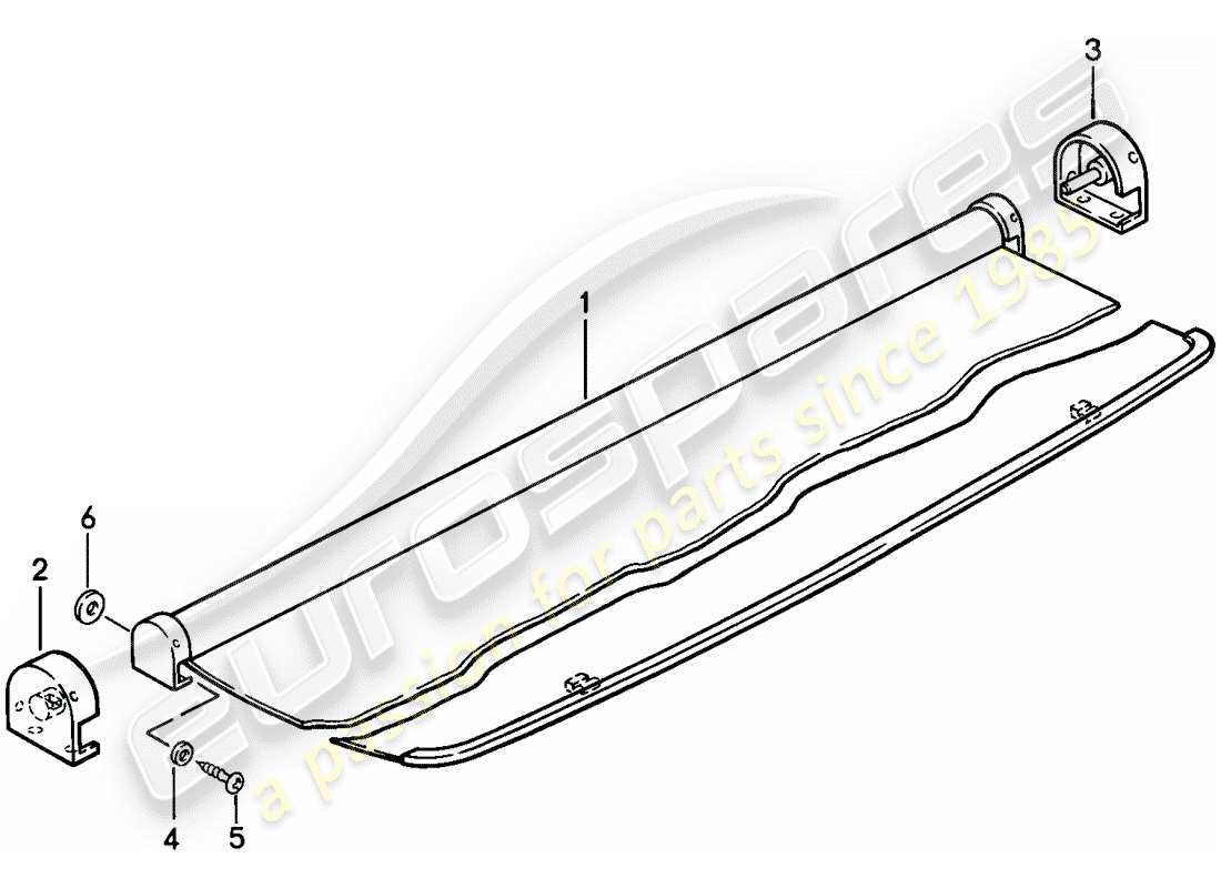 porsche 1984 (944) luggage compartment cover parts diagram