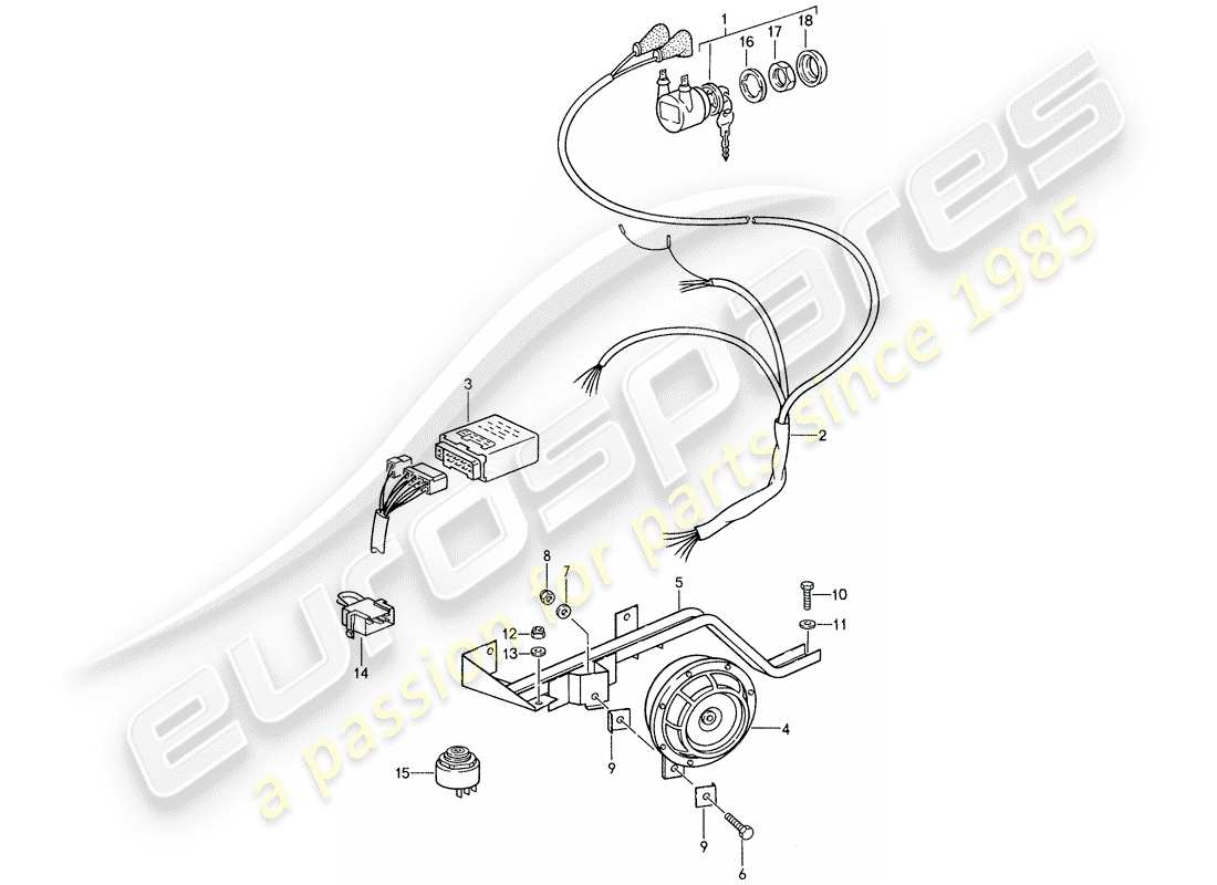 porsche 1987 (959) alarm system parts diagram