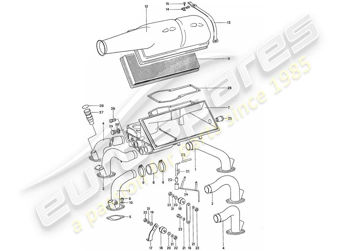 porsche 1976 (911) air cleaner - k-jetronic part diagram