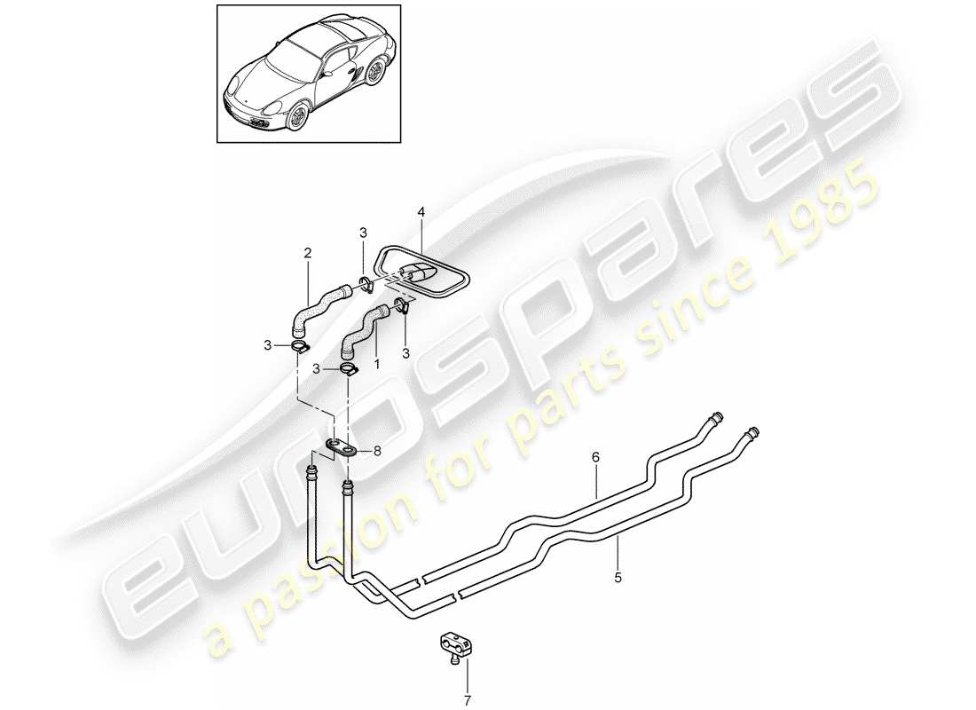porsche 2012 (987 cayman) heating system 1 part diagram