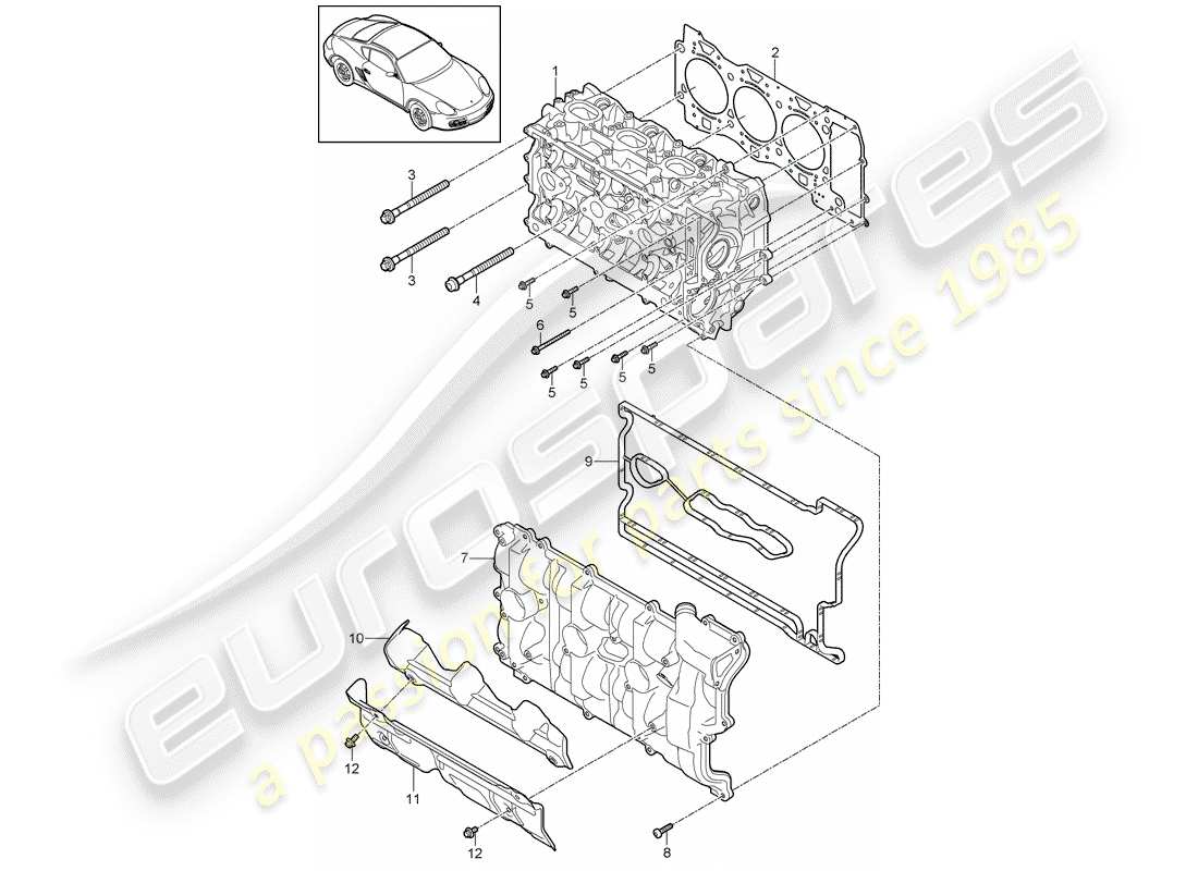 porsche 2010 (987 cayman) cylinder head part diagram