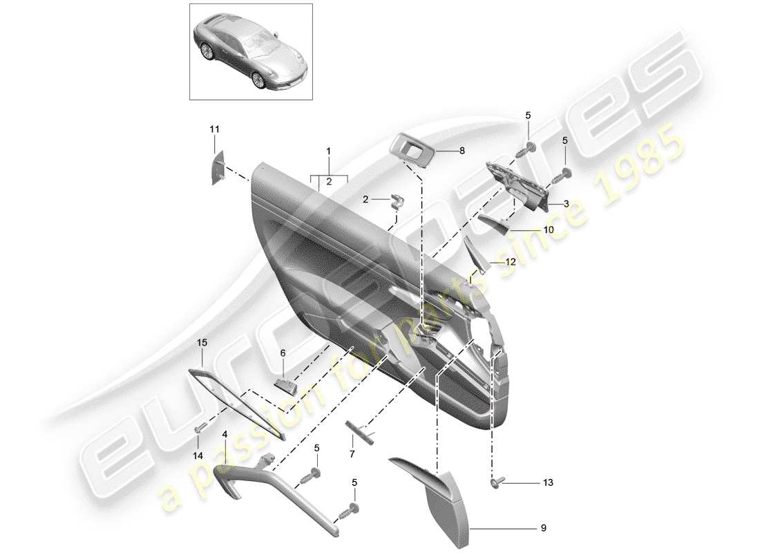porsche 2017 (991-2) door panel part diagram