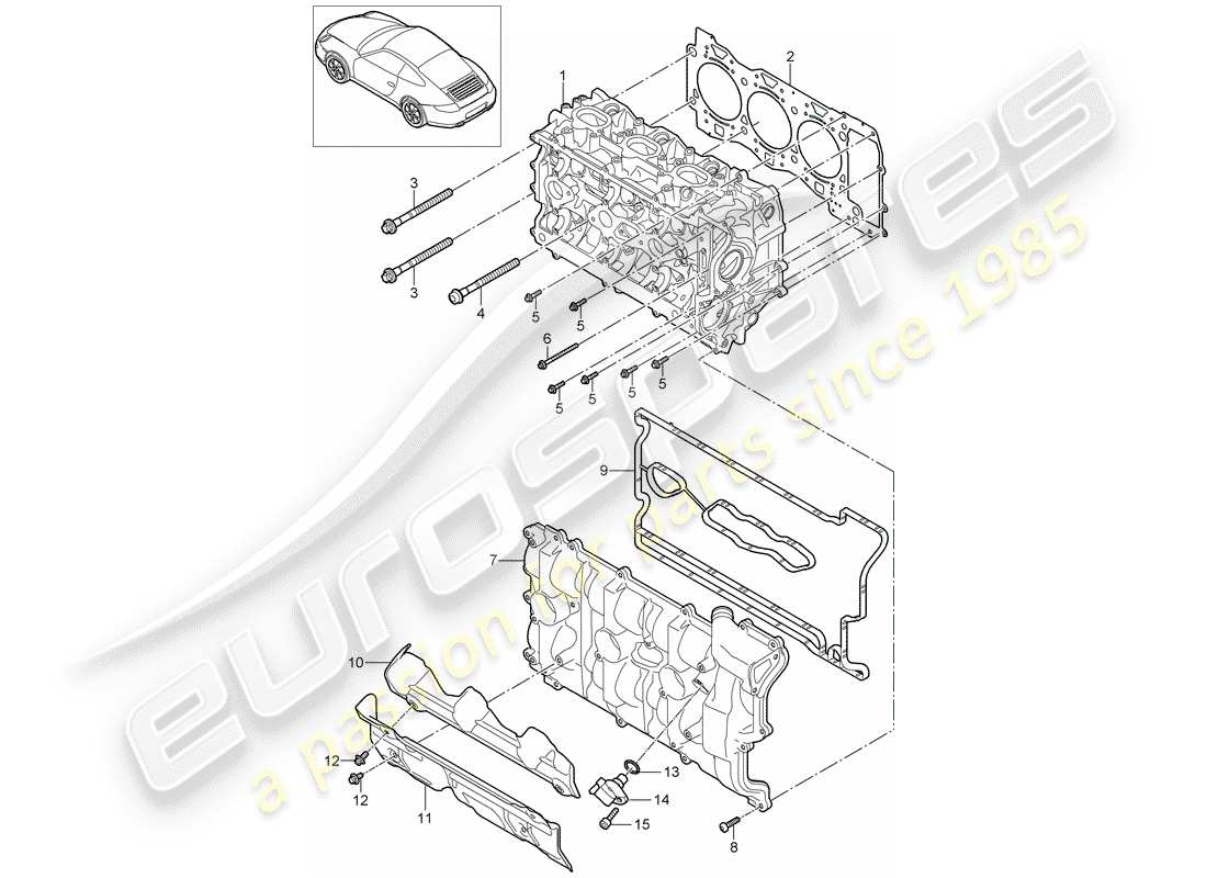 porsche 2012 (997-2) cylinder head part diagram