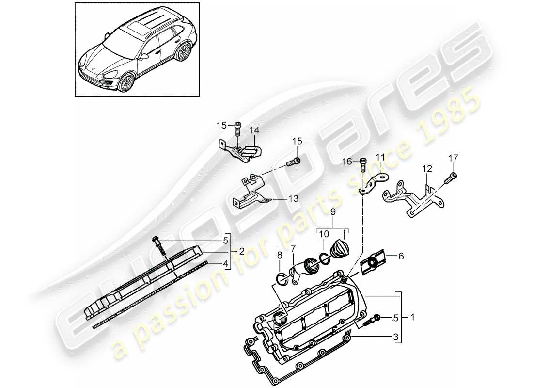 porsche 2014 (cayenne e2 92a) valve cover part diagram