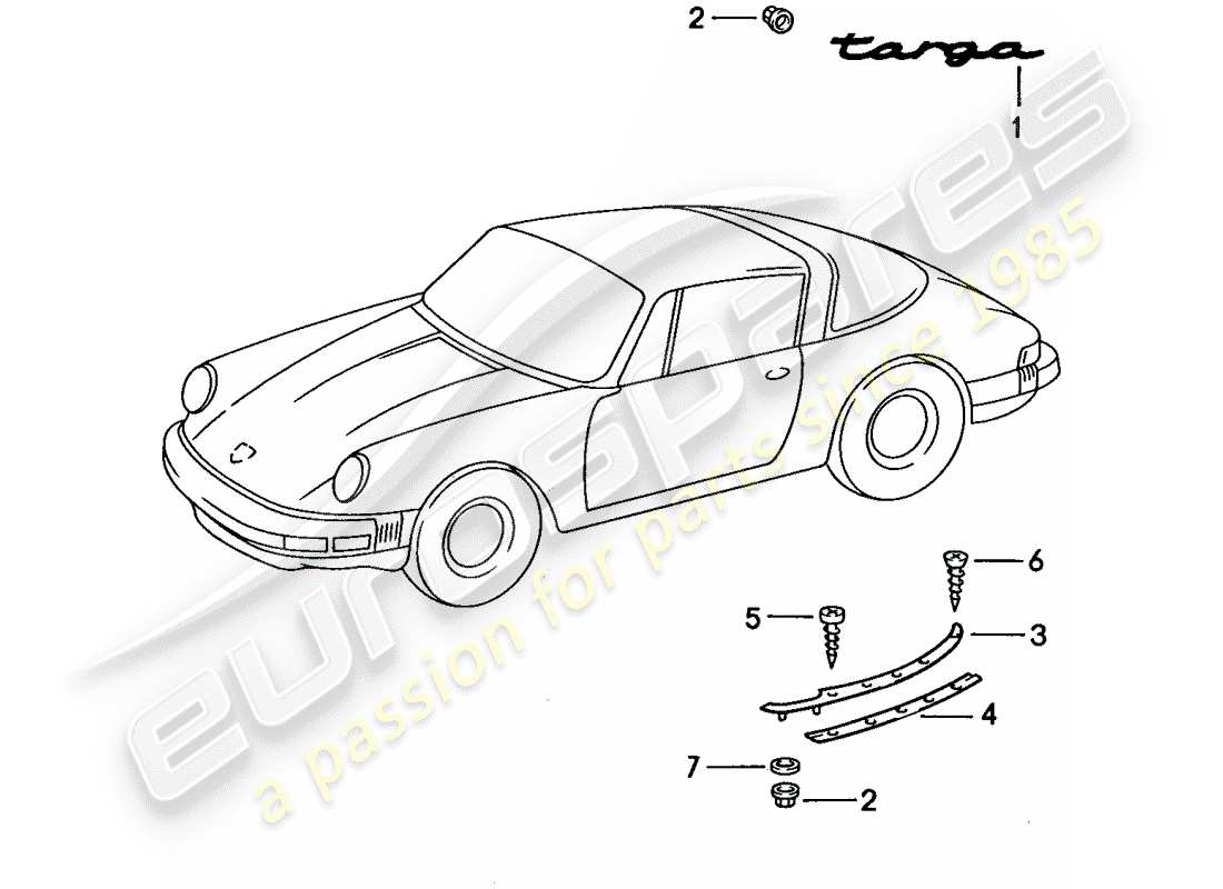 porsche 1987 (911) decorative fittings part diagram