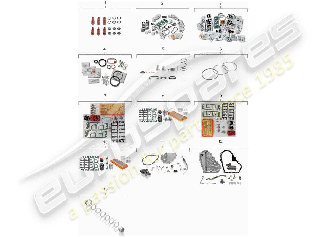 porsche 1983 (911) maintenance set - gasket set - repair kit part diagram
