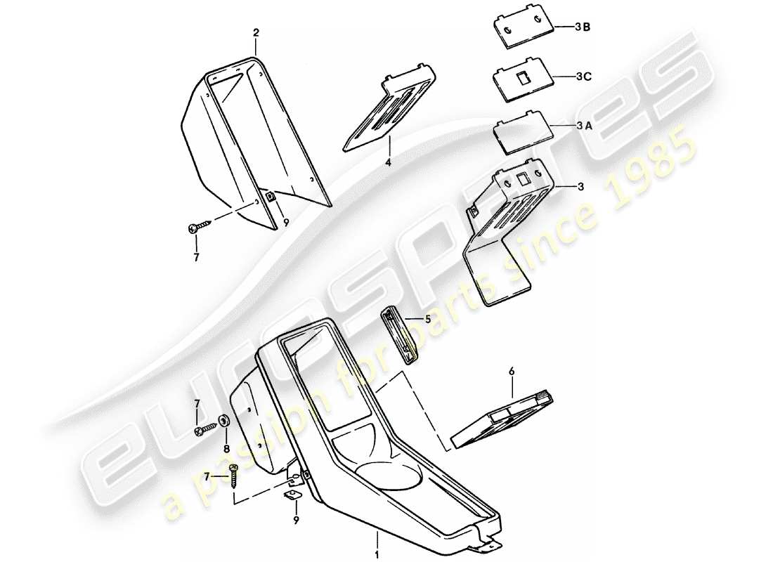 porsche 1978 (911) center console part diagram