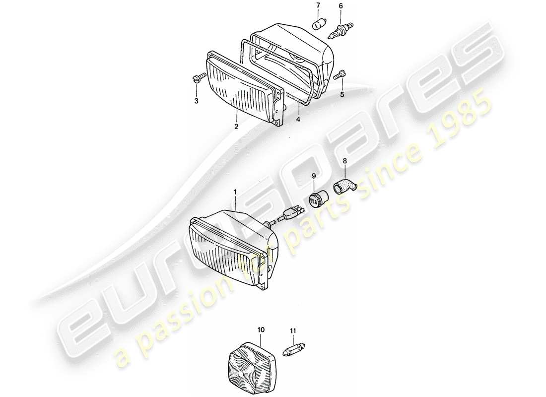 porsche 1988 (911) special model - flatnose design - additional headlight - d - mj 1988>> part diagram