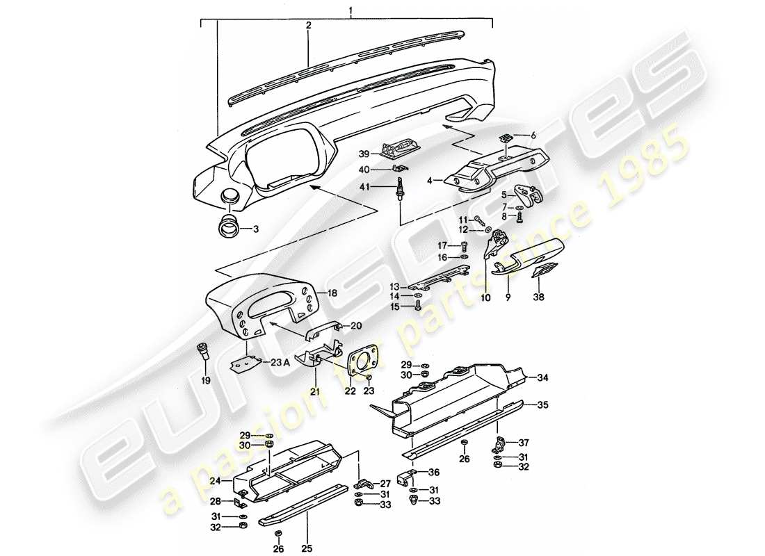 porsche 1988 (928) dash panel trim - d - mj 1990>> part diagram